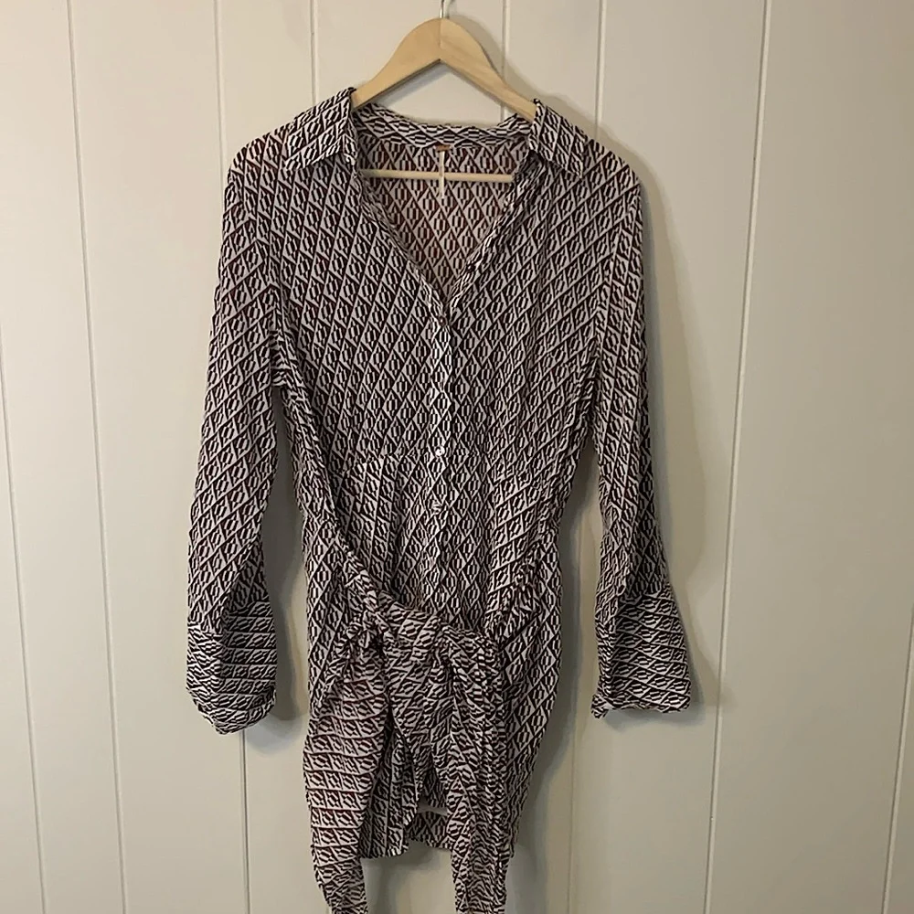 Free People Rillo Brown Shirtdress Size Small